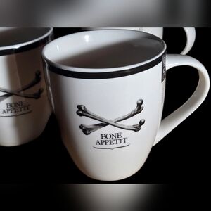 Set Of 4 Ciroa Bone Appetit White Mugs